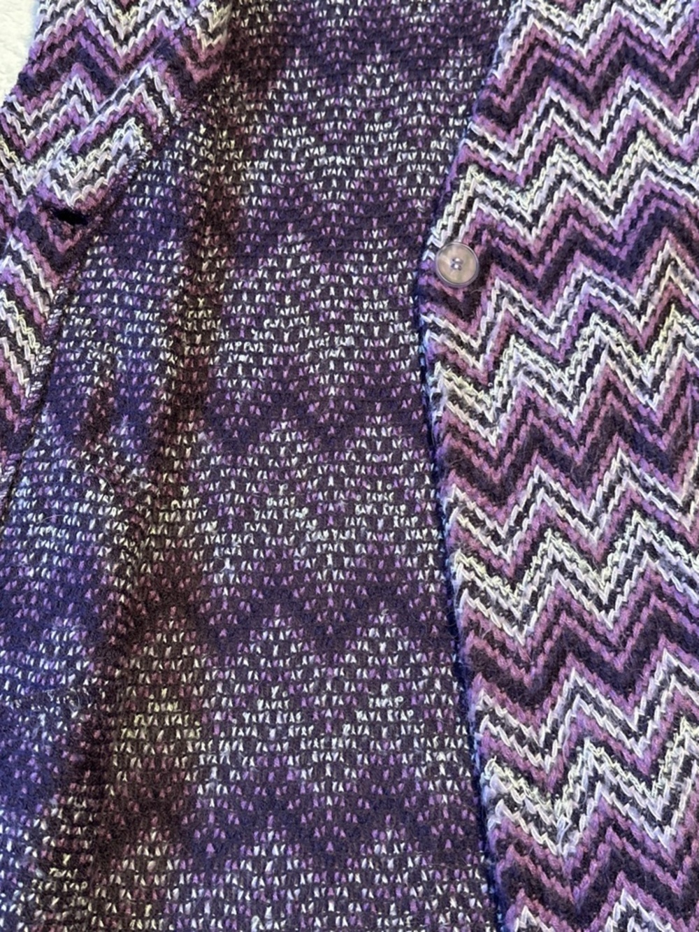 Vintage Missoni Purple Zigzag Knit Vest Small Chevron Raschel Eclectic 70s - Picture 2 of 5